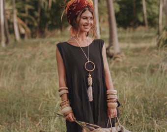 Boho Dress Maxi Wayan with Pockets / Bohemian Dress / Natural Cotton