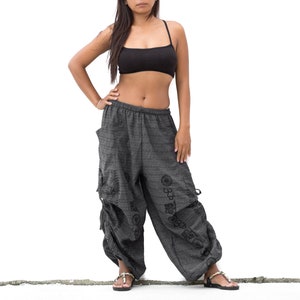 Harem Pants Women Men Sanya in Ash Black / Boho Yoga Pants / 100% Cotton