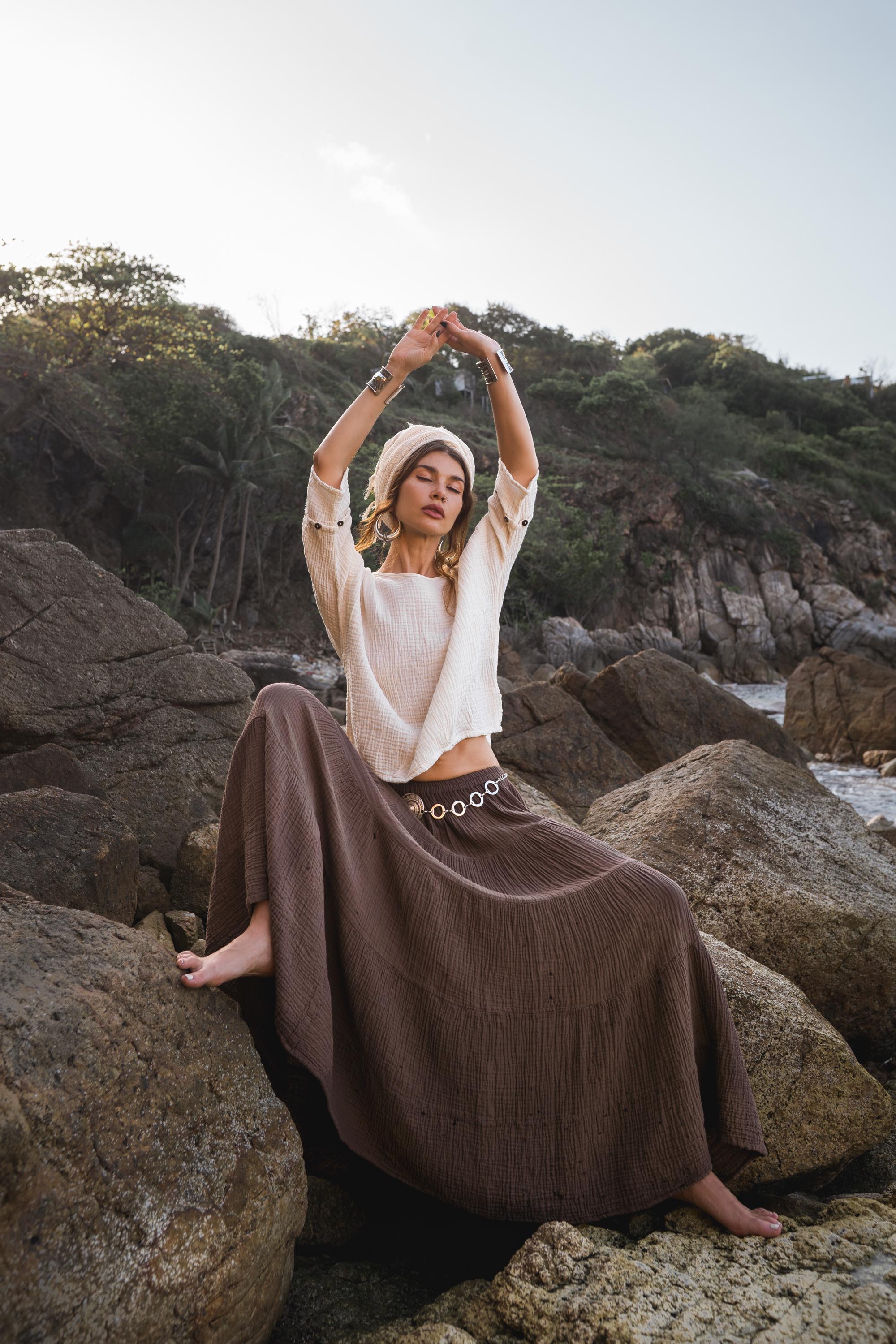 ★E.B.M★ Crinkle Long Skirt EMO6WSK040 Crinkle Maxi Skirt - Etsy