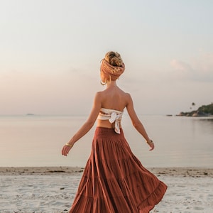 Maxi rok Moana/Boho katoenen rok/licht en flowy afbeelding 8