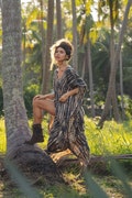 Kaftan Maxi Dress in Dark Grey / Boho Dress / Fits Plus Size / Loose Fit Tie Dye Long Dress / Beach Cover Up product logo
