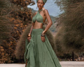 Maxi Skirt Moana Boho Cotton Skirt Light and Flowy