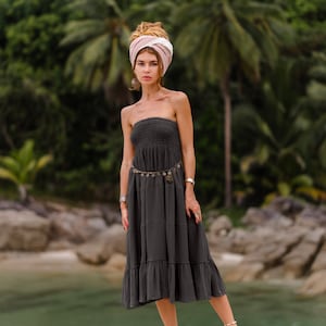 Maxi Skirt & Dress Aotea in Sand / Double Gauze Long Skirt / Organic Cotton Black