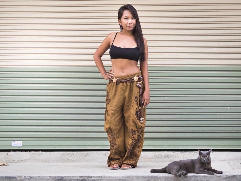 Buddhist Om Pants Harem Pants Baggy Pants women men Casual Pants Buddhist Boho Pants women men Yoga Pants