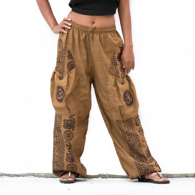 Buddhist Om Pants Harem Pants Baggy Pants women men Casual Pants Buddhist Boho Pants women men Yoga Pants