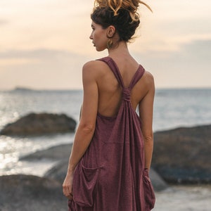 Robe Poche Sans Manches Mahika Marron / Robe Boho / 100% Coton Red