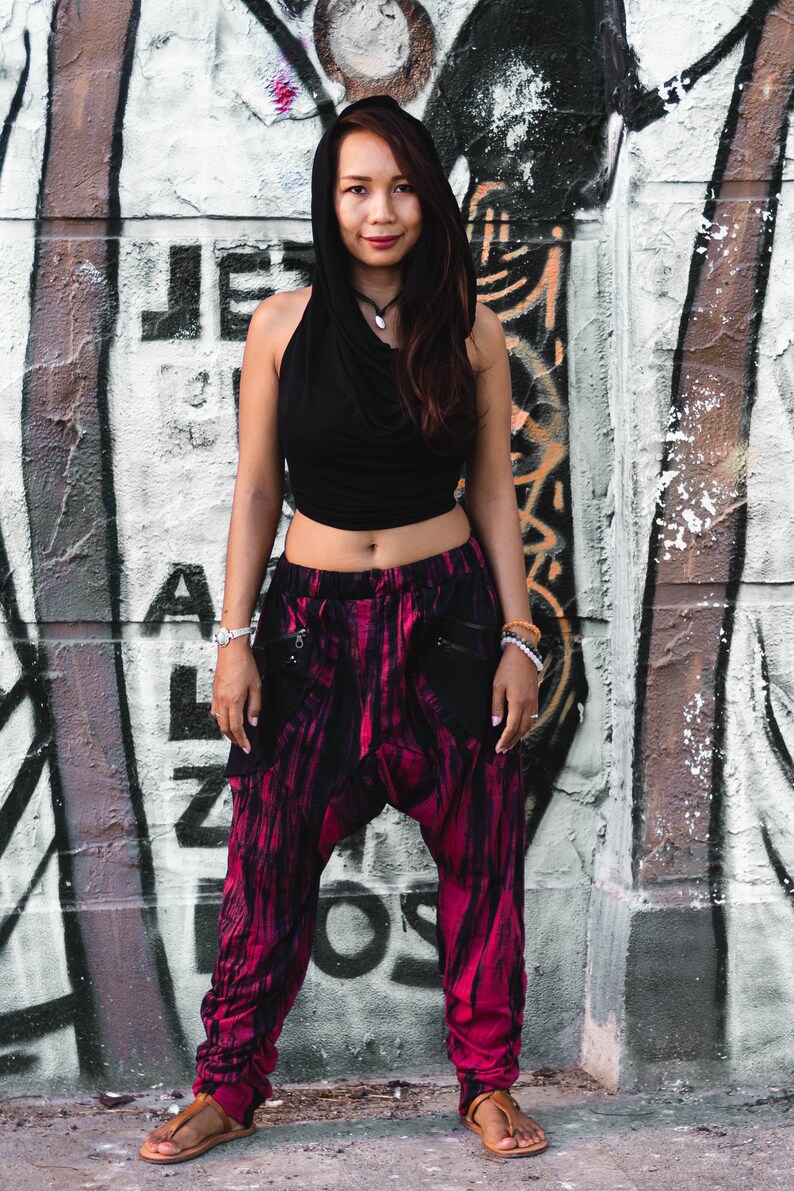 Harem Pants Tie Dye Drop Crotch Pants Cyberpunk
