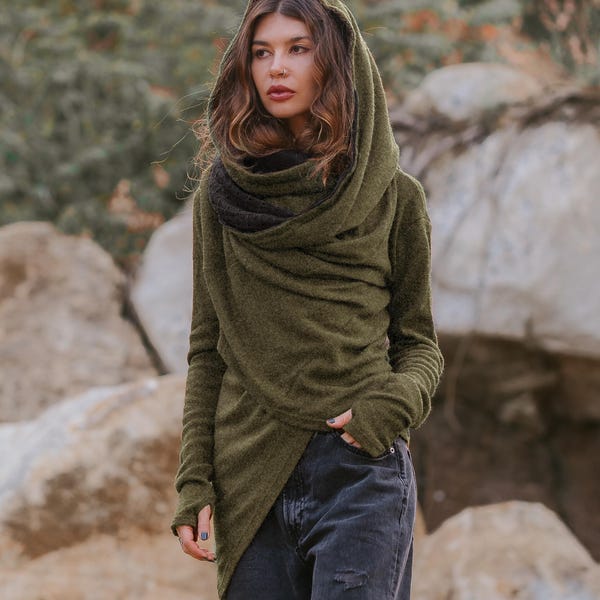 Womens Hooded Sweater Coat Nyx / Half Season Coat Pullover / Bohemian