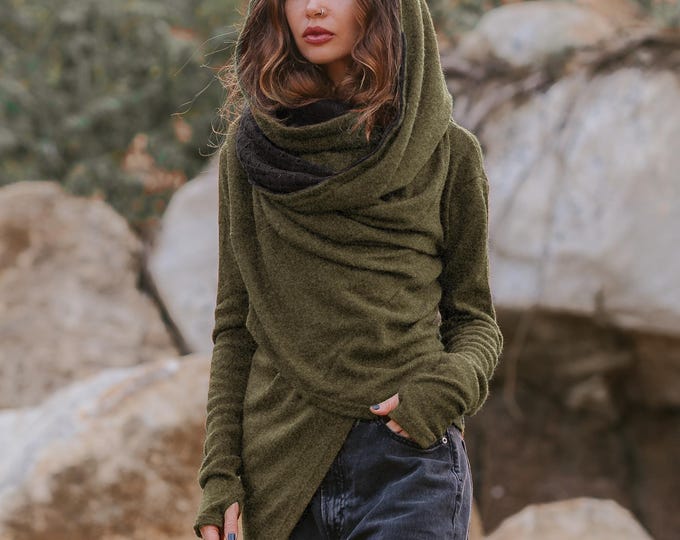 Womens Hooded Sweater Coat Nyx / Half Season Coat Pullover / Bohemian