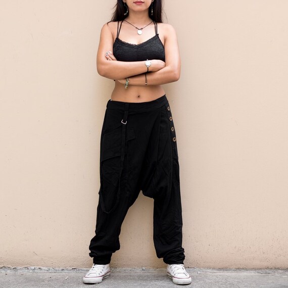 Harem Pants Women Men Drop Crotch Pants 