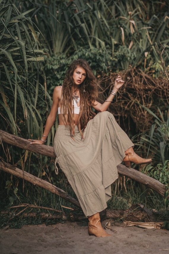 Beige maxi rok hotsell