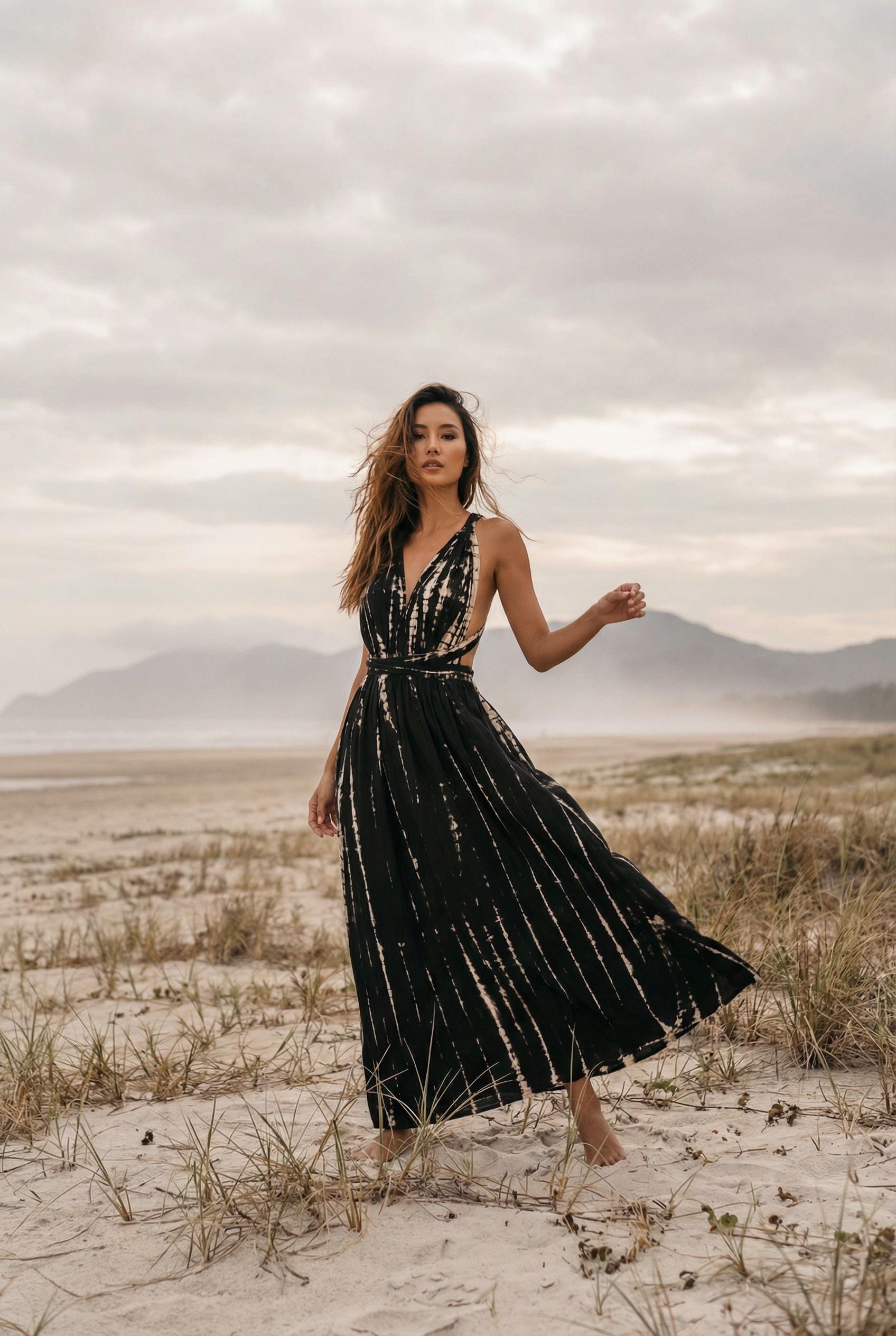 white boho dress Polka Dot Flowy Maxi I White Dress I Love that Boho rs_12/11/2025 Color:Dark Brown, Black not the body measurement Men's Black Pants |