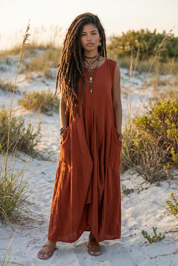 boho midaxi dress Midaxi Dress Wayan Brown  Thaluta
