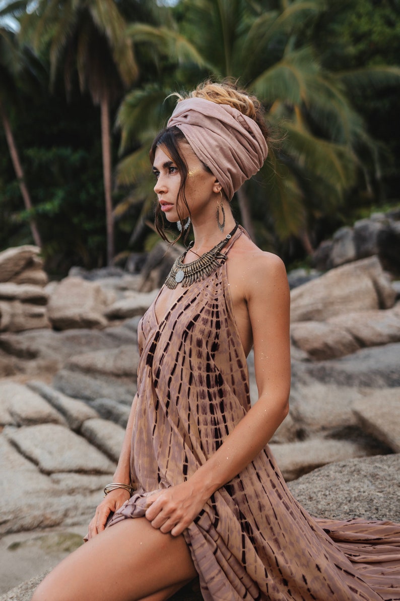 Boho Maxi Dress Naria / Beach Cover Up / Summer Tie Dye Dress zdjęcie 10