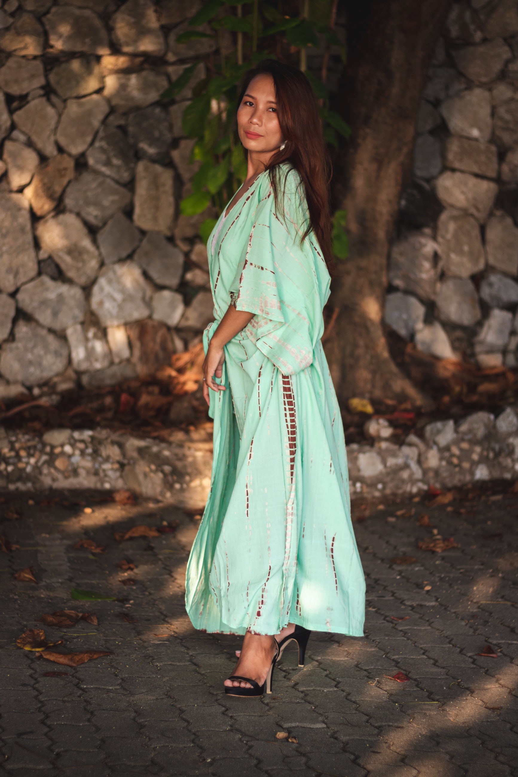 Long Kimono in Turquoise / Maxi Robe Beach Cover up / Vacation | Etsy