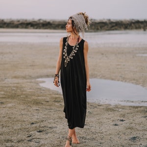 Sleeveless Pocket Dress Shaia / Bohemian Dress / 100% Cotton