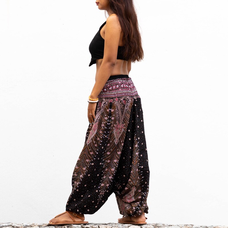 Convertible Harem Pants Jumpsuit Black Etsy