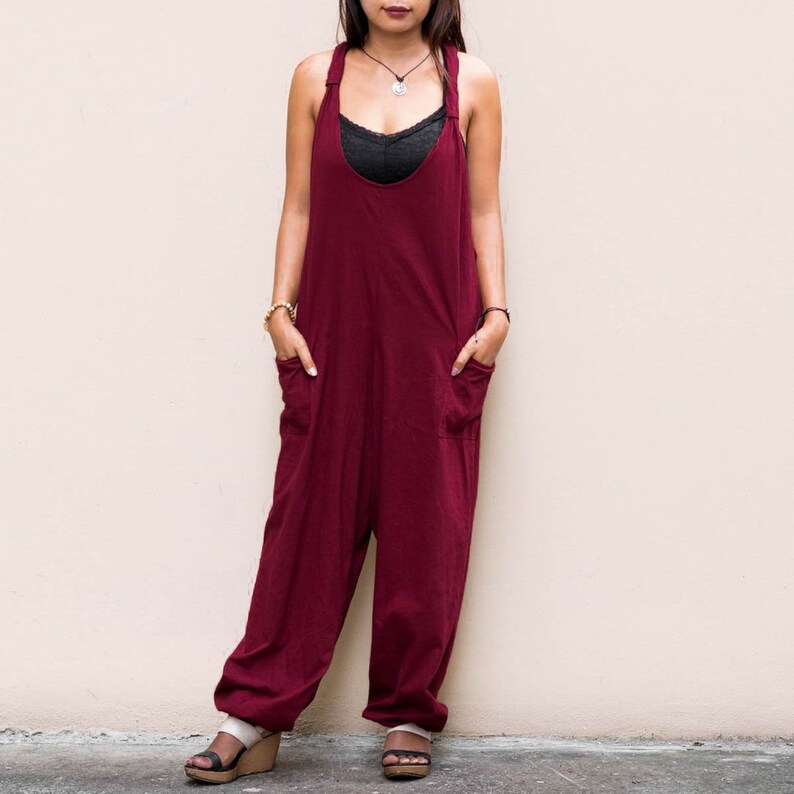 red harem jumpsuit