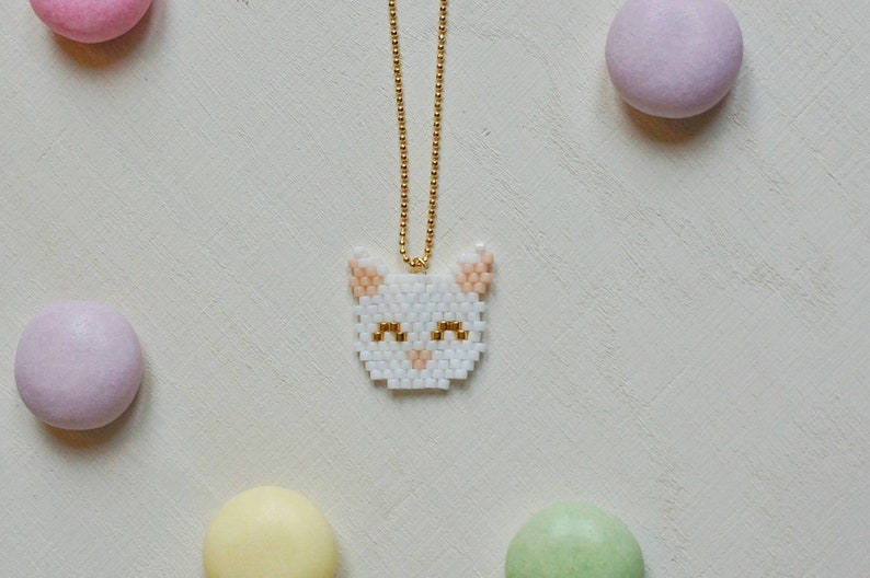 Kids necklace with funny cats motif 18k gold plated ball chain nickle free cat pendant necklace for girls girls necklace kids