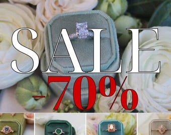 Italian Silk Velvet Hexagonal Ring Box — One or Two Rings, Jewelry Display, US Warehouse