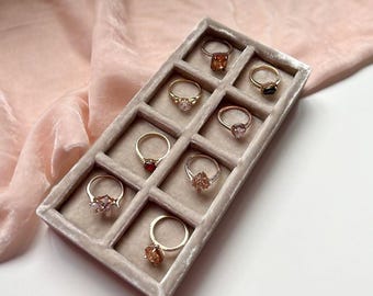 Velvet Ring Display Box for 8 Rings