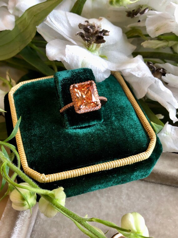 Caja de terciopelo para anillos Caja vintage para anillos