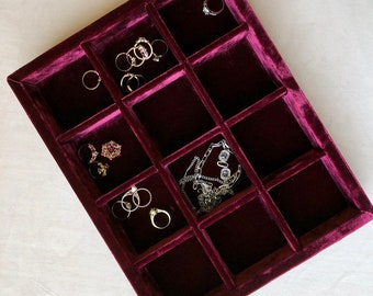 Velvet Jewelry Display Tray: Antique Style Ring Organizer