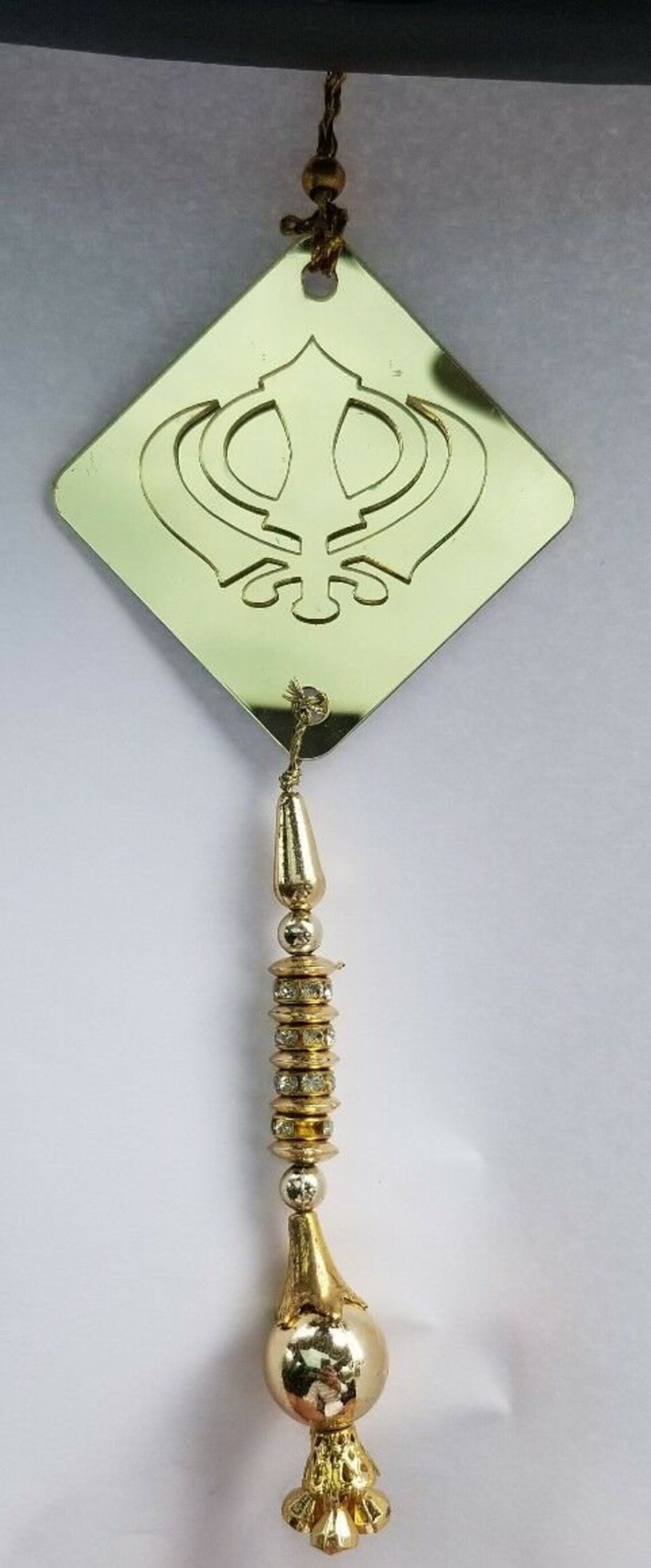 Golden Mirror Punjabi Sikh Large Khanda Stunning Pendant Car Etsy