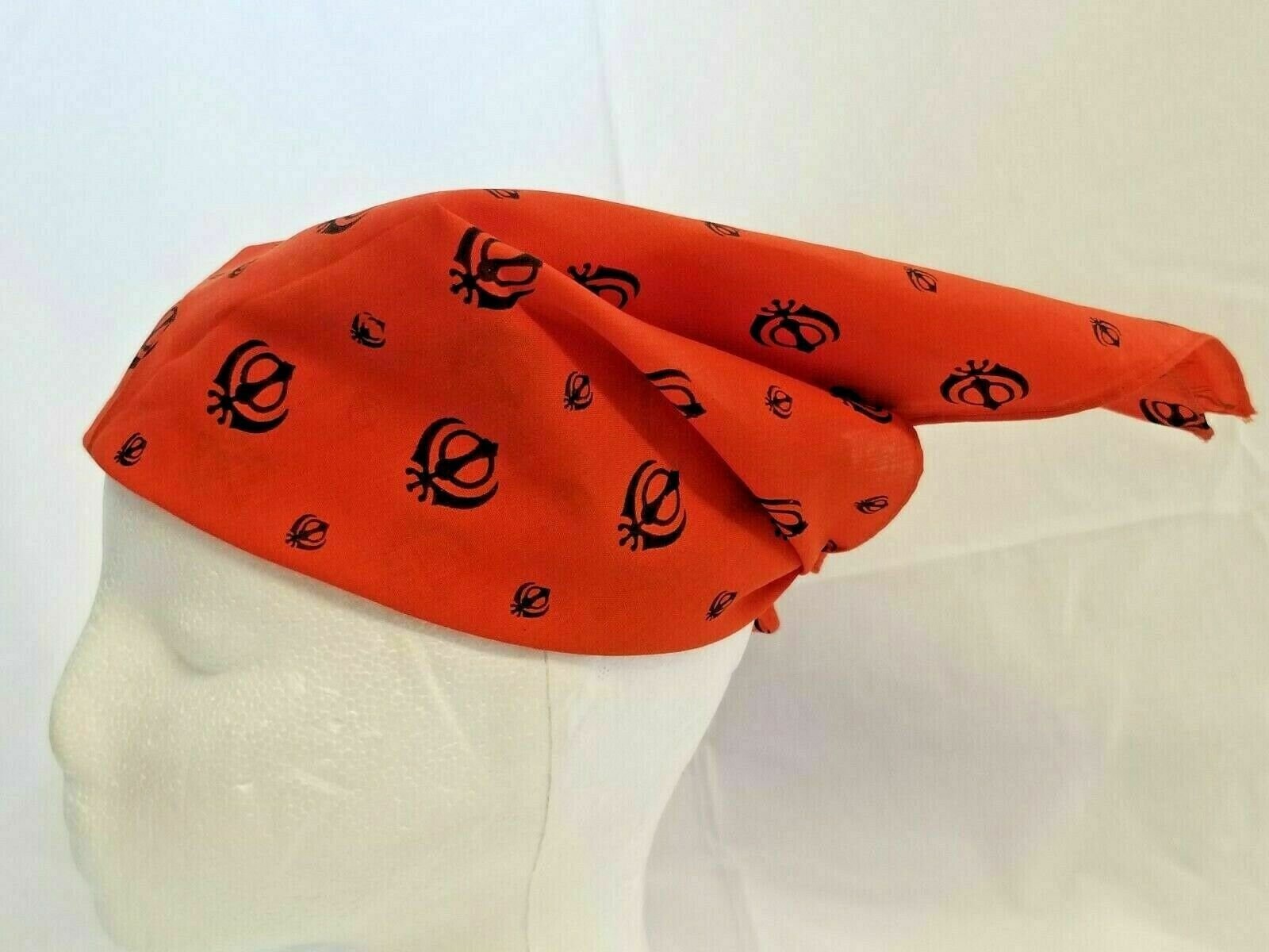 Sikh Hindu Punjabi India Orange OM  bandana Head Wrap Gear Rumal Handkerchief 