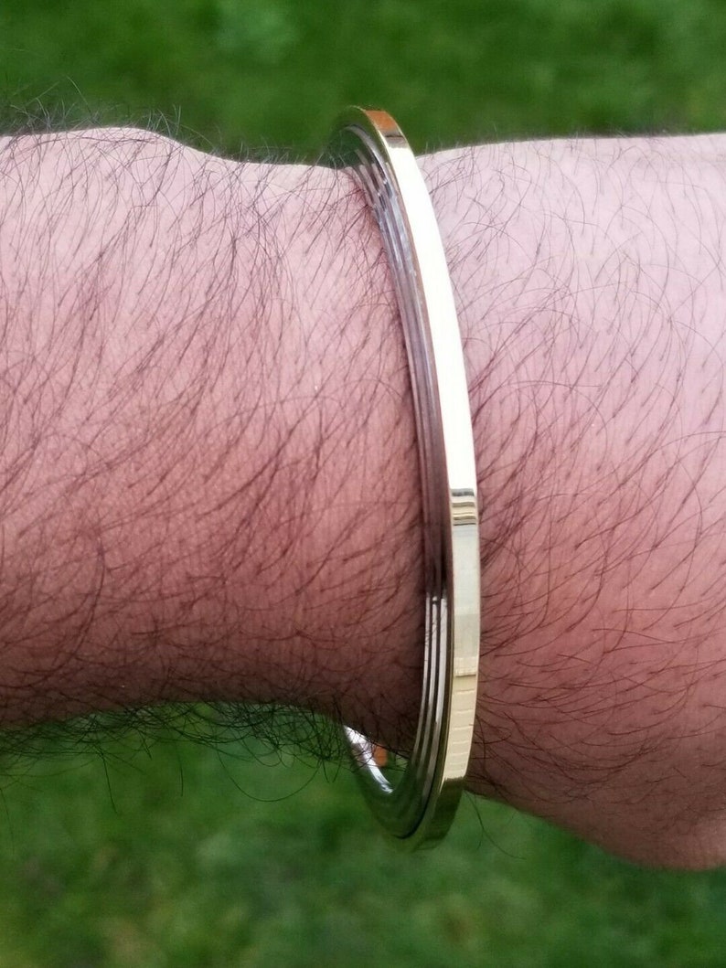 Stunning Stainless Steel BRASS Edge Gold affect Sikh Singh Khalsa Chakri Kara A6