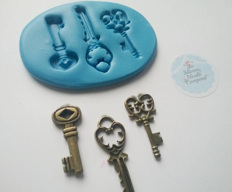 wax wedding Keys mould vintage cake decorating key 3in1 polymer clay mold valentines love steampunk resin