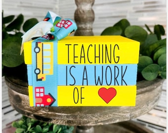 Teacher Gift| Teacher Decor| Tiered Tray| Book Stack