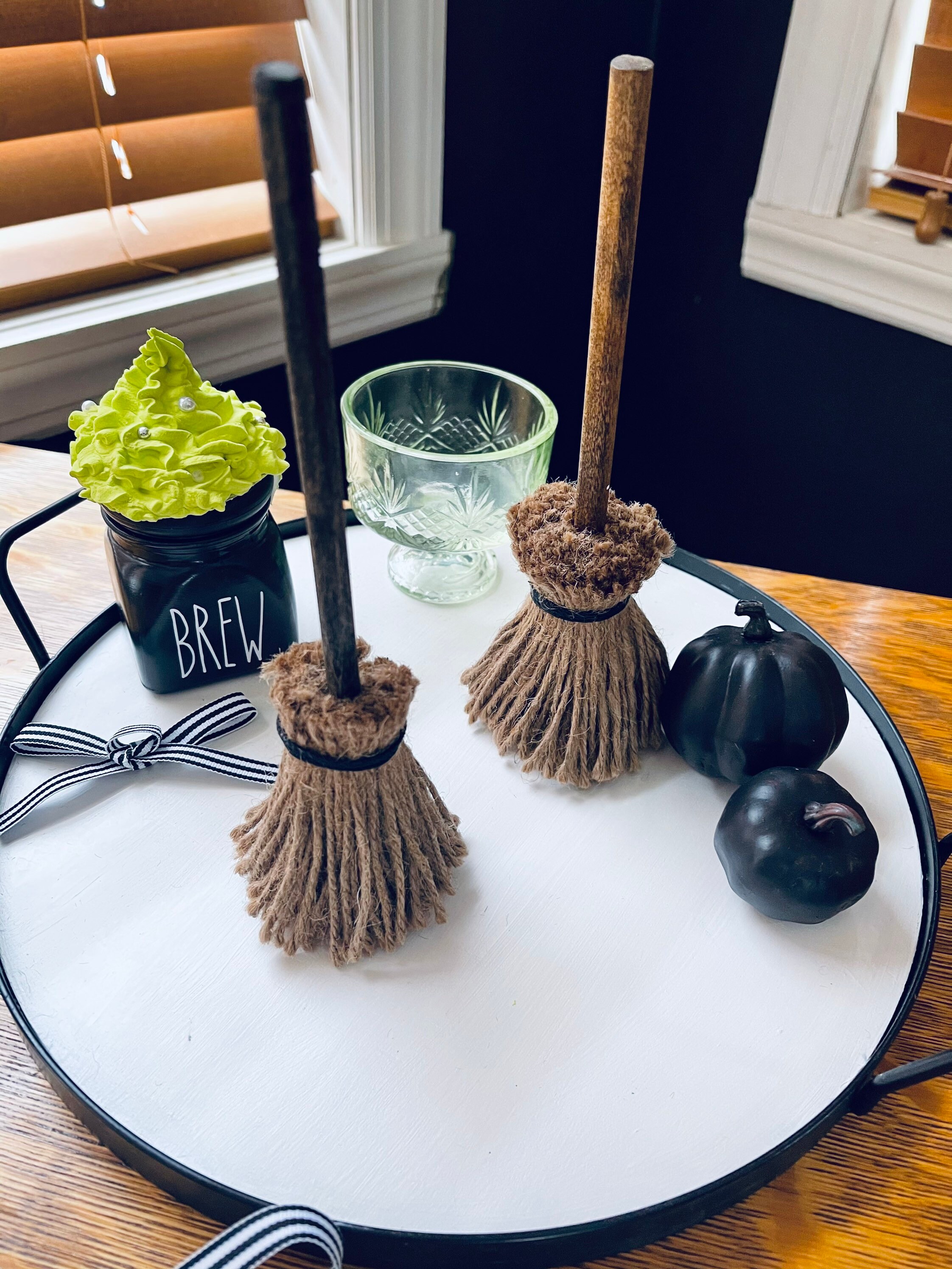 MINI WITCH BROOM Witches BroomstickHalloween Tiered Tray Etsy