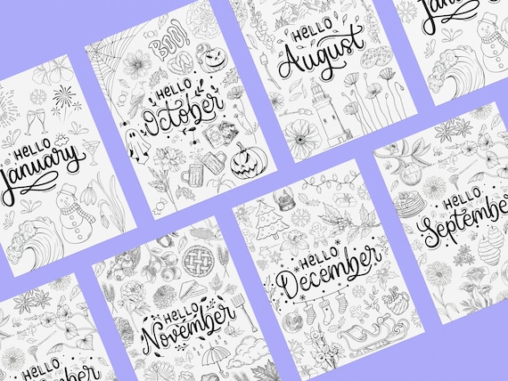 Download & Print Seasonal Colouring Pages - 12 Months with Seasonal Northern and Southern Hemisphere Themes - Bonus 2024 Year Page!