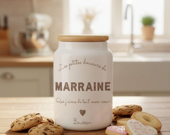 Pot à Biscuit Marraine Personnalisable Léopard - Cadeau Marraine Personnalisé - Cadeau Noël Marraine - Cadeau Marraine Baptême