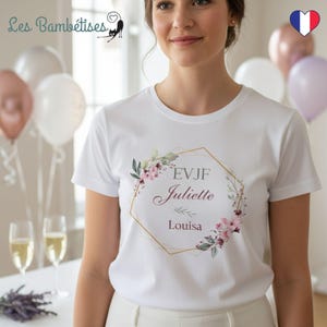 Customizable Pink Flower Hen Party T-shirt - Hen Party Accessory - Personalized Hen Party T-shirt image 7