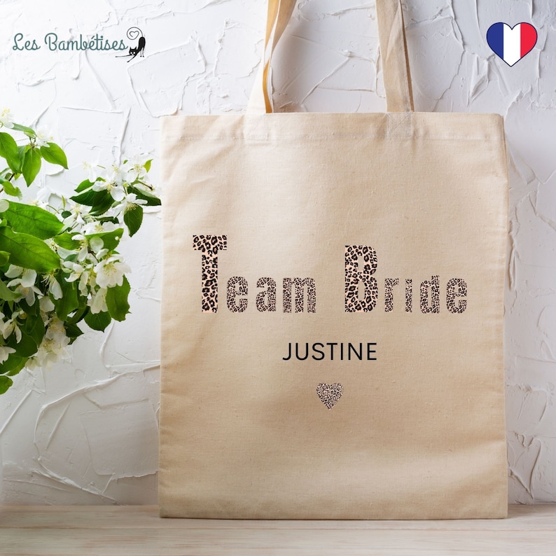 Tote Bag Personnalisable EVJF Léopard tote bag enterrement de vie de jeune fille accessoire evjf personnalisé image 1