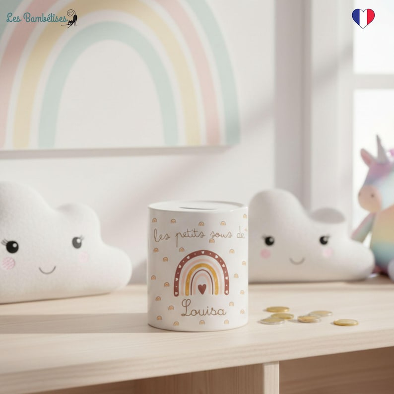 Personalized Boho Rainbow Piggy Bank - Personalized Name Piggy Bank - Personalized Children's Piggy Bank - Christmas Children's Gift - Piggy Bank image 7