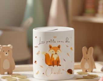 Salvadanaio personalizzato a forma di volpe - Salvadanaio personalizzato con nome - Salvadanaio personalizzato per bambini - Regalo di Natale per bambini - Regalo di compleanno