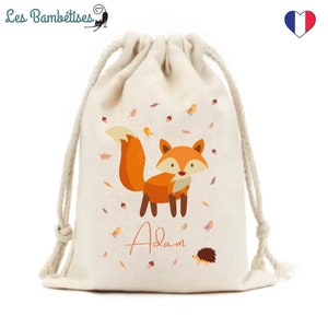 Sac à Dos Cordon Personnalisable Renard - Sac à dos personnalisé enfant - Sac à dos personnalisé prénom