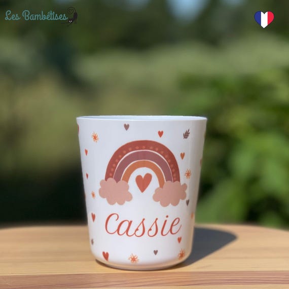 Gobelet Enfant Personnalisable Arc en Ciel Nuages - Gobelet enfant maternelle personnalisé - Gobelet Prénom - Gobelet Personnalisé prénom