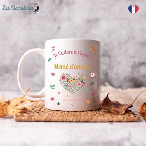 Mug Personnalisable Grand Mère Cœur Fleuri image 5