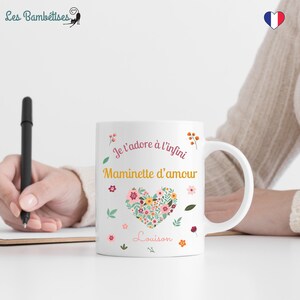 Mug Personnalisable Grand Mère Cœur Fleuri image 4