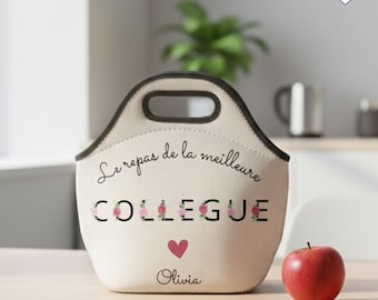Sac Isotherme Repas Personnalisable Collègue Lettres fleuries - Cadeau Collègue Femme - Cadeau Collègue Départ- Cadeau Collègue Noël