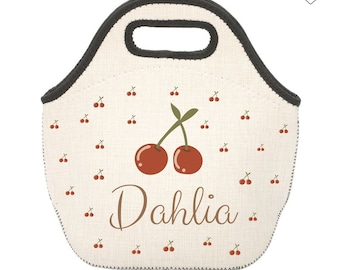 Customizable Cherry Insulated Lunch Bag - Kids Insulated Cooler - Personalized Lunch Bag - Small Kids Cooler