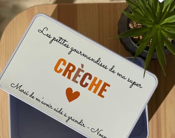 Boite en Métal Crèche Terracotta Personnalisable - Cadeau Crèche fin d'année - cadeau remerciement crèche