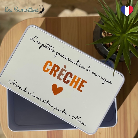 Boite en Métal Crèche Terracotta Personnalisable - Cadeau Crèche fin d'année - cadeau remerciement crèche