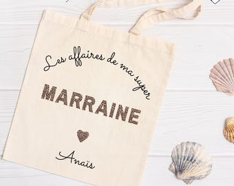 Customizable Leopard Godmother Tote Bag - Godmother Gift - Christmas Godmother Gift - Baptism Godmother Gift - Birthday Godmother Gift