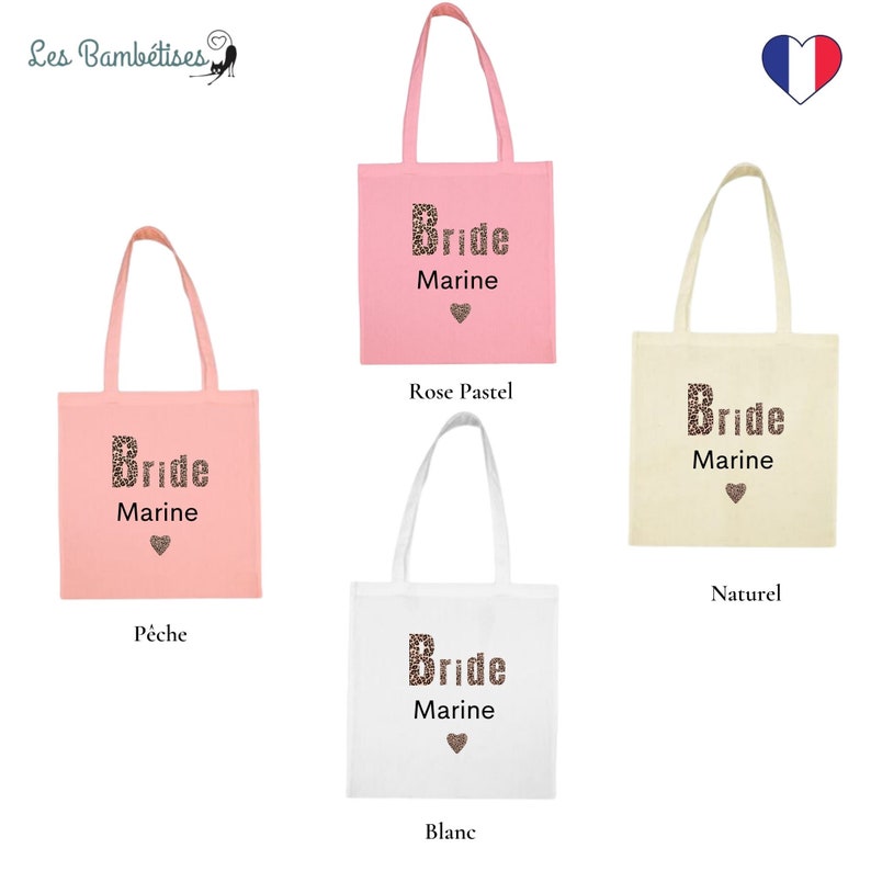 Tote Bag Personnalisable EVJF Léopard tote bag enterrement de vie de jeune fille accessoire evjf personnalisé image 2