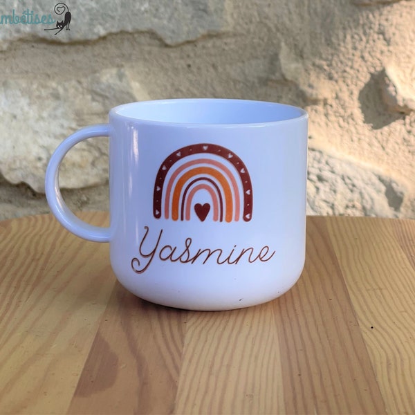 Tasse Personnalisée Prénom Arc en Ciel- Petite Tasse Personnalisée-Mug incassable enfant personnalisé